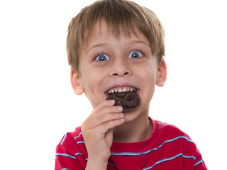 boy eating chocolate