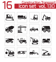 Vector black construction transport icons set