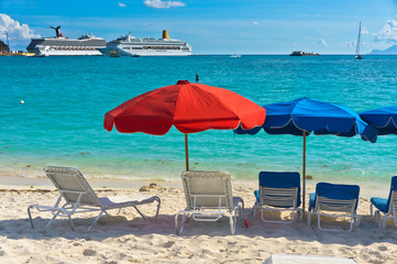 Beautiful beach in Philipsburg, Saint Martin, Carribean Islands
