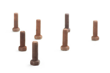 the old bolts, isolated on white