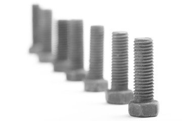 the old bolts, isolated on white