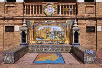 Almeria alcove at Plaza de Espana in Seville, Spain