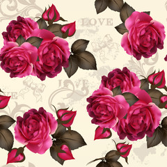 Beautiful vector seamless floral  pattern with roses