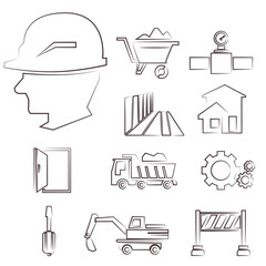 sketched construction icons