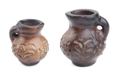 Jugs on white background