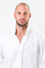 Fototapeta premium young man portrait, he wearing white shirt
