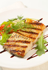 Grilled carp fillet