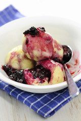 Blueberry Quark Dumplings with Blueberry Compote