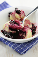 Blueberry Quark Dumplings with Blueberry Compote