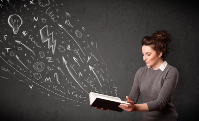 Young woman reading a book