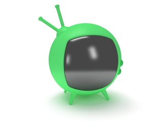 Funny TV with antenna. 3d render. Isolated.