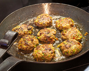 frying meatballs