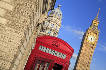 Red phone box in London UK