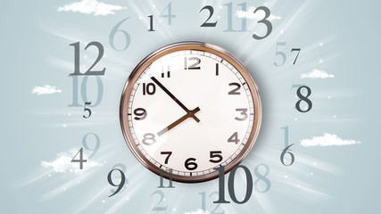 Fototapeta na wymiar Modern clock with numbers on the side