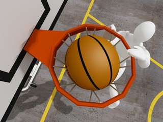 slam dunking basketball, 3d © Suwatchai