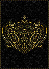 Gold openwork pattern in the form of heart