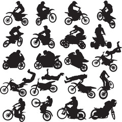 20 images of sportsmen of motorcyclists - obrazy, fototapety, plakaty