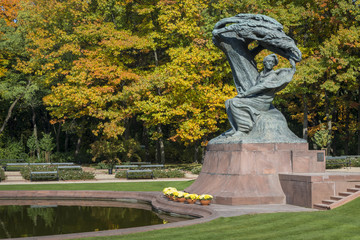 Famous Polish pianist - Frederic Chopin monument in Warsaw