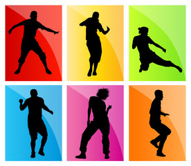 Dancing silhouettes set vector background