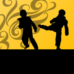 Active tae kwon do martial arts fighters combat fighting and kic