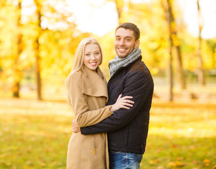 romantic couple in the autumn park