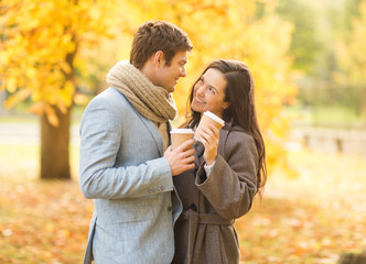 Fototapeta premium romantic couple in the autumn park