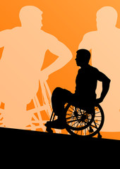 Obraz na płótnie Canvas Active disabled men in a wheelchair detailed sport concept silho