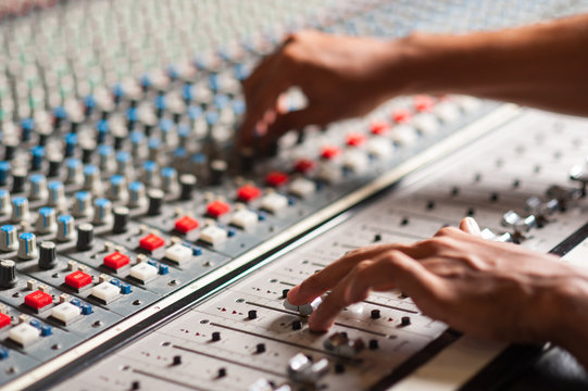 Editor Adjusting The Sound Mixer