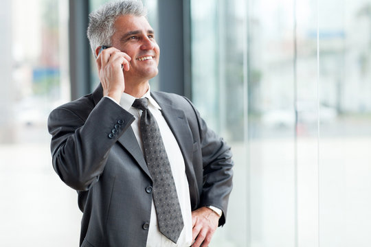 Senior Businessman Talking On Cell Phone