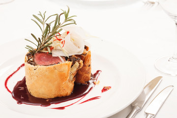 Fillet Wellington with fresh herbs