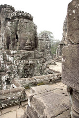 Fototapeta premium Bayon face (UNESCO world heritage site) - wide angle view, in An