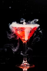Wallpaper murals Cocktail red cocktail with ice vapor