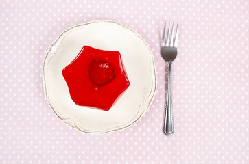 Delicious strawberry cake on party table