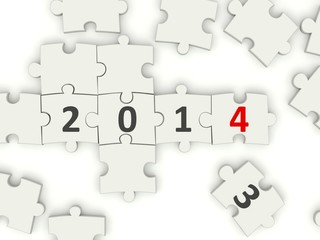 2014 New year symbol on puzzle