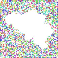 Decorative Map of Belgium into a square sign