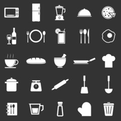Kitchen icons on black background