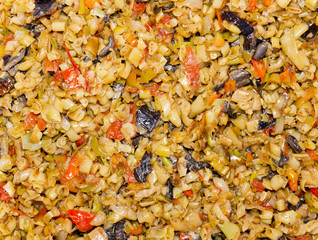Cooked food background.