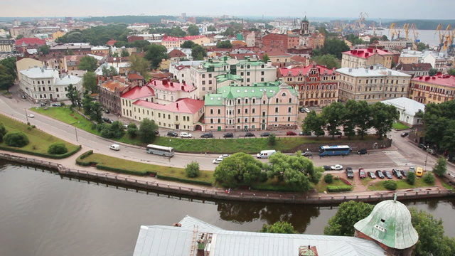 Vyborg in Russia - view from height of medieval tower of St. Ola