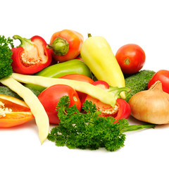 collection vegetables on white