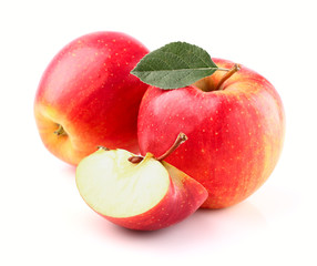 Ripe apples with slice