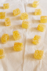 Homemade citrus marmalade on parchment paper