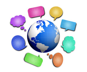 Globe with  speech bubbles