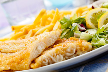 Fish dish - fried fish fillet and vegetables