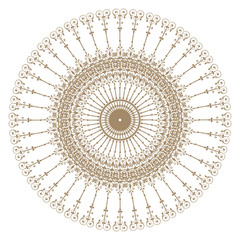 Decorative gold and frame with vintage round patterns on white