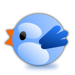 Vector design of cartoon blue bird singing