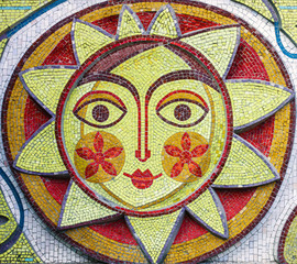 Mosaic icon of sun, Bender, Transnistria.