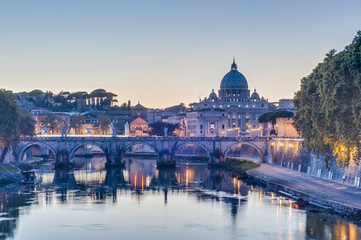 Fototapeta na wymiar Ponte Sant'Angelo (Bridge of Hadrian) in Rome, Italy,