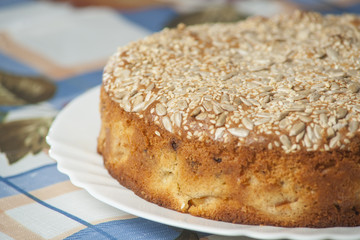 Apricot pie on plate