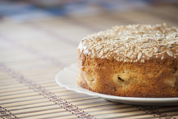 Apricot pie on plate