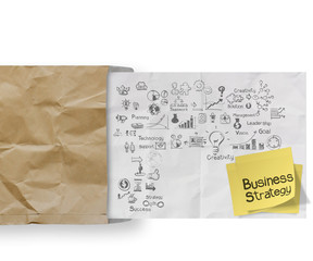 business strategy on crumpled paper envelope  background and sti
